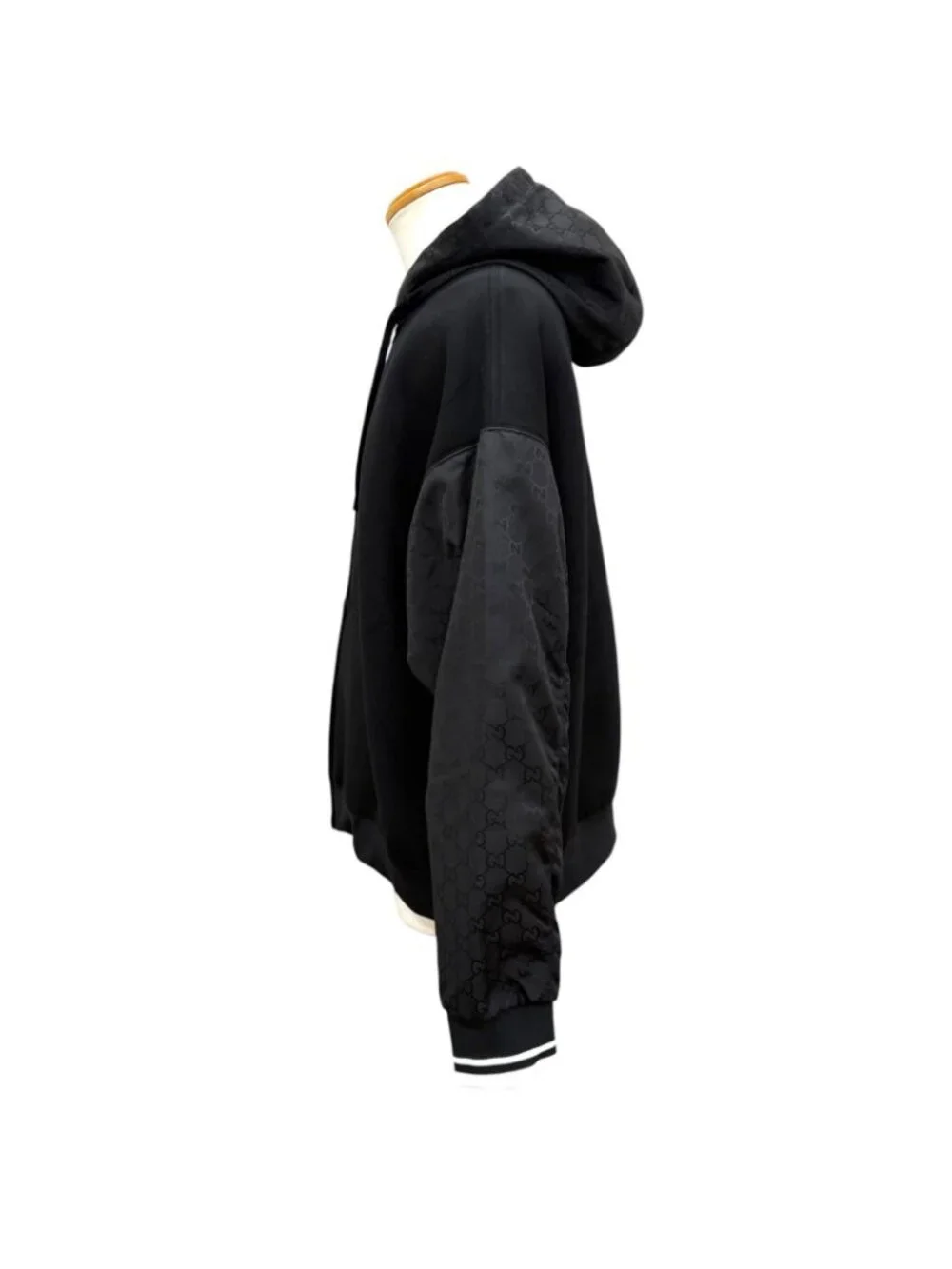 Gucci GG Canvas Contrast Zip Jacket Hoodie Black